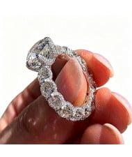 Sparkling Silver Full Pave Cubic Zirconia Eternity Band Copper Wholesale Women Ring