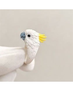 Cool 3D Colorful Enamel Parrot Wrap Zinc Alloy Wholesale Unisex Fashion Rings