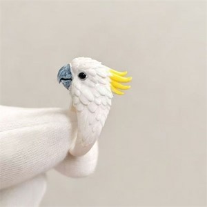 Cool 3D Colorful Enamel Parrot Wrap Zinc Alloy Wholesale Unisex Fashion Rings