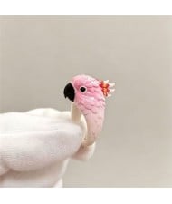Cool 3D Colorful Enamel Parrot Wrap Zinc Alloy Wholesale Unisex Fashion Rings