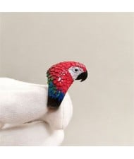 Cool 3D Colorful Enamel Parrot Wrap Zinc Alloy Wholesale Unisex Fashion Rings