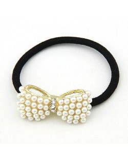 Fair Maiden Pearls Inlaid Bowknot Hair Band