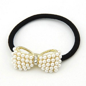 Fair Maiden Pearls Inlaid Bowknot Hair Band