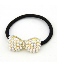 Fair Maiden Pearls Inlaid Bowknot Hair Band