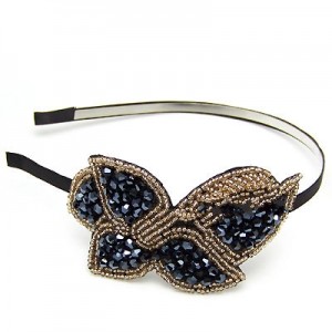 Korean Fashion Stylish Beads and Sequins Decorated Hair Hoop - Ink Blue