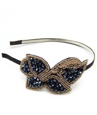 Korean Fashion Stylish Beads and Sequins Decorated Hair Hoop - Ink Blue