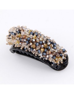 Korean Fashion Miscellaneous Crystal Inlaid Barrette - Navy Blue