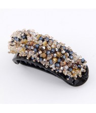 Korean Fashion Miscellaneous Crystal Inlaid Barrette - Navy Blue