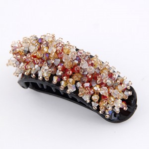 Korean Fashion Miscellaneous Crystal Inlaid Barrette - Red