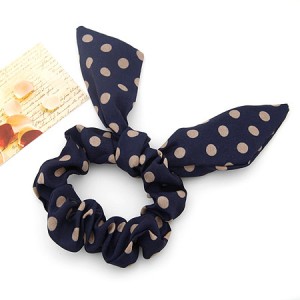 Korean Style Polka Dot Bunny Ears Hair Band - Black