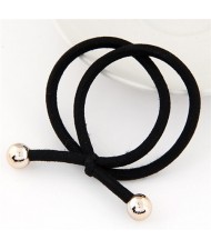 Korean Fashion Golden Balls Decorated Bowknot Shape Rubber Hair Band - Black