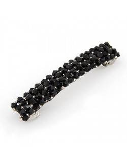 Korean Fashion Handmade Crystal Beads Barrette - Black