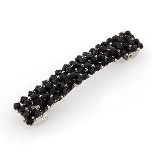 Korean Fashion Handmade Crystal Beads Barrette - Black