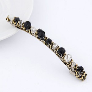 Korean Fashion Exquisite Irregular Gems Embedded Barrette - White