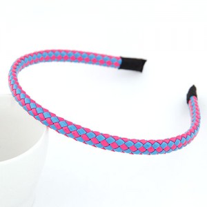 High Fashion Fluorescent Color Weaving Hair Hoop - Blue Pink