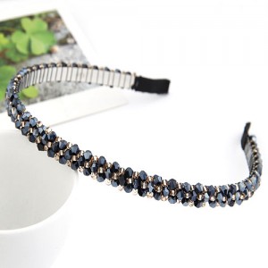 Korean Fashion Handmade Crystal Inlaid Hair Hoop - Royal Blue