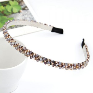 Korean Fashion Handmade Crystal Inlaid Hair Hoop - Light Purple