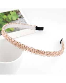 Korean Fashion Handmade Crystal Inlaid Hair Hoop - Champagne