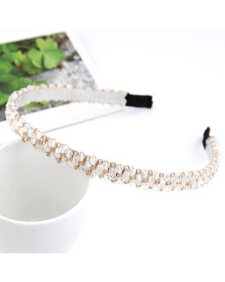 Korean Fashion Handmade Crystal Inlaid Hair Hoop - White