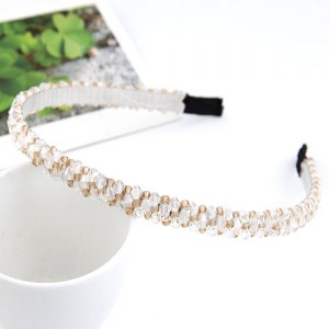 Korean Fashion Handmade Crystal Inlaid Hair Hoop - White