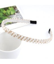 Korean Fashion Handmade Crystal Inlaid Hair Hoop - White