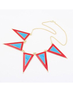 High Fashion Oil-spot Glazed Triangles Short Necklace - Blue