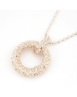 Metallic Spiral Circle Design Necklace - Golden