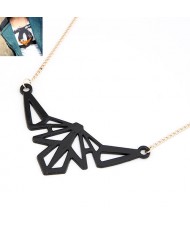 Hollow-out Bat Design Necklace - Black