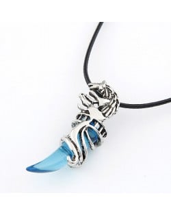 Wolf Tooth Design Necklace - Blue