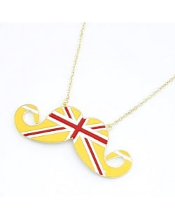 Great Britain Flag Fashion Mustache Necklace - Yellow