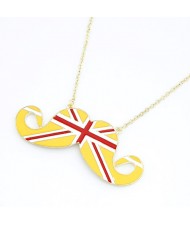 Great Britain Flag Fashion Mustache Necklace - Yellow