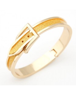 Korean Matting Fashion Belt with Buckle Design Bangle - Golden with Yellow Scrub