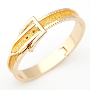 Korean Matting Fashion Belt with Buckle Design Bangle - Golden with Yellow Scrub