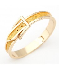 Korean Matting Fashion Belt with Buckle Design Bangle - Golden with Yellow Scrub