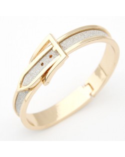 Korean Matting Fashion Belt with Buckle Design Bangle - Golden with Gray