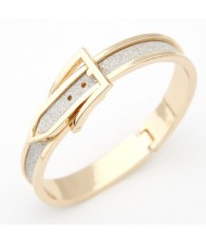 Korean Matting Fashion Belt with Buckle Design Bangle - Golden with Gray