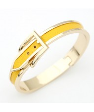 Korean Matting Fashion Belt with Buckle Design Bangle - Golden with Yellow