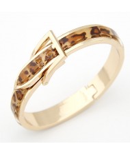 Korean Matting Fashion Belt with Buckle Design Bangle - Golden with Leopard