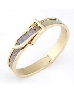 Korean Matting Fashion Belt with Buckle Design Bangle - Golden with Multicolor