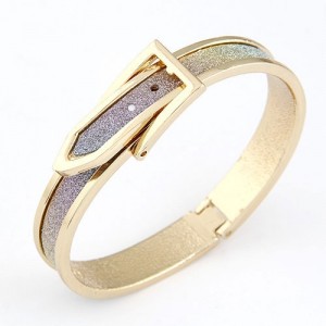 Korean Matting Fashion Belt with Buckle Design Bangle - Golden with Multicolor