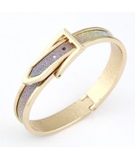 Korean Matting Fashion Belt with Buckle Design Bangle - Golden with Multicolor