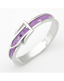 Purple Leather Belt Bangle