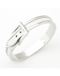 White Leather Belt Bangle