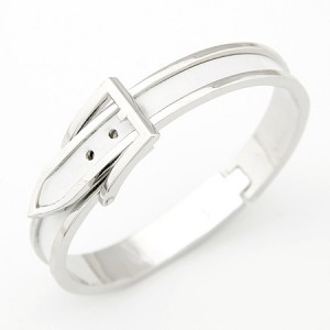 White Leather Belt Bangle