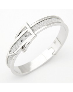 Korean Matting Style Silver Belt Bangle