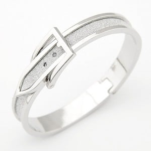 Korean Matting Style Silver Belt Bangle