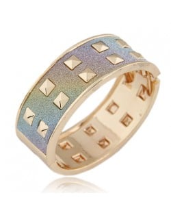 Colorful Matting Style Square Rivets Bangle