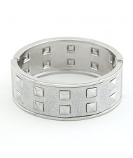 Punk Fashion Square Rivets Dull Polish Style Bangle - Silver with Light Gray