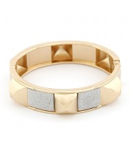 Punk Fashion Square Rivets with Dull Polish Surface Golden Bangle