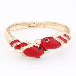 Dolphin Lovers Unique Design Fashion Bangle - Red